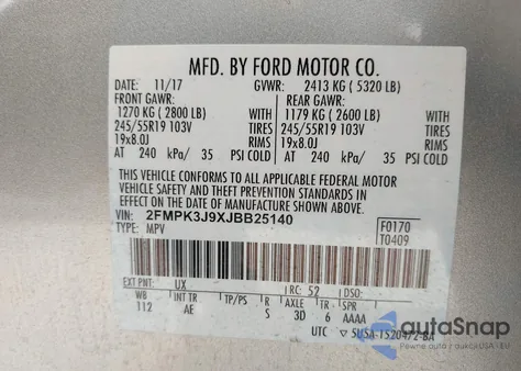 2018 Ford Edge Sel from USA, damaged, VIN 2FMPK3J9XJBB25140